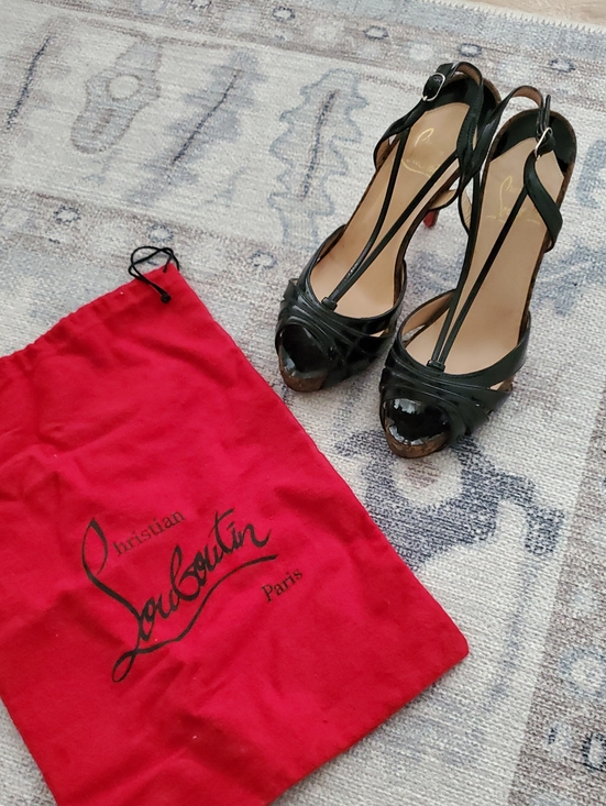 Christian Louboutin Shoes - Christian Louboutin Activa Patent Black Stilleto Heels Shoes And Dust Bag Sz38/8